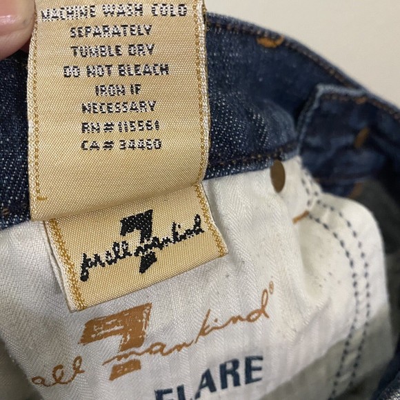 7 For All Mankind Jeans Size 30 Flare Wide Leg Dark Wash Denim - Picture 11 of 11